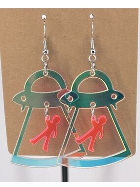 Iridescent Colorful Space UFO Dangling Person Dangle  Fashion Jewelry